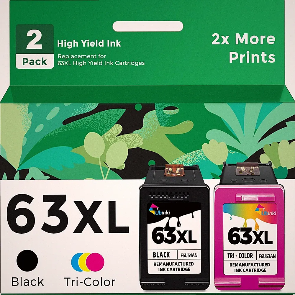 63XL Ink Cartridge Combo Pack Replacement for HP Ink 63 HP63 XL 63XL Black an...