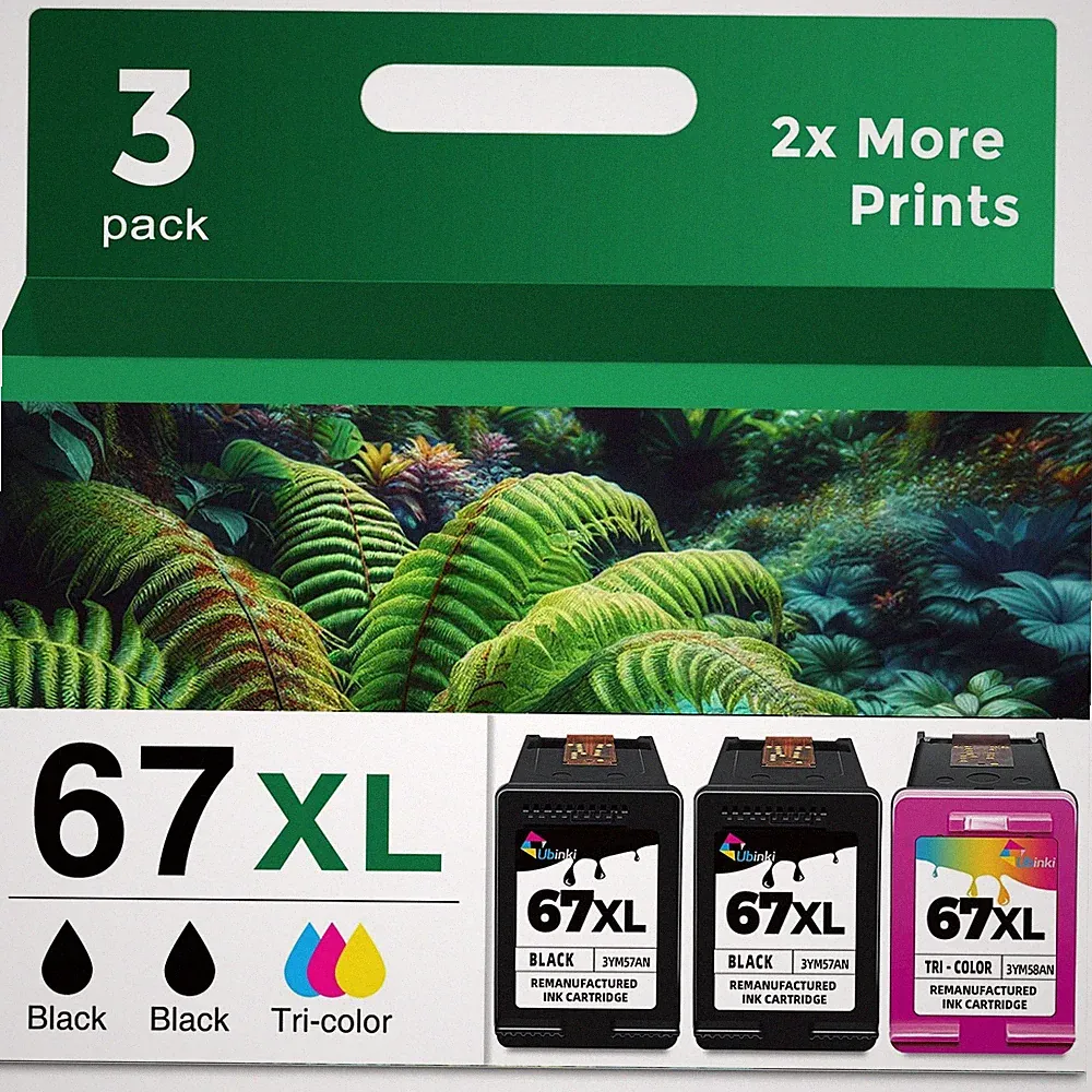 67xl Ink Cartridges Black/Color Combo Pack Replacement for HP Ink 67 67xl Pri...