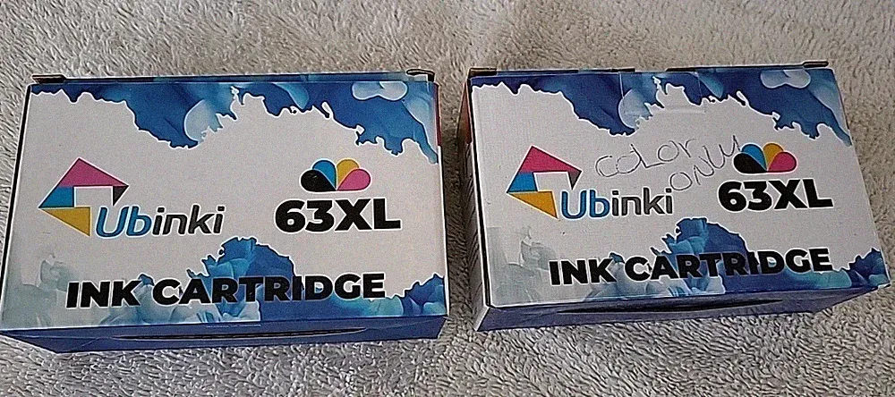 NEW - Ubinki 63XL Ink Cartridge Black/Color Combo Pack Replacement for HP63XL