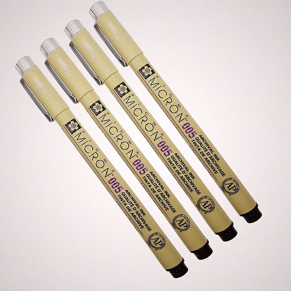 Permanent Pigment Ink Black Writing Instruments Pack of 4 Water Resistant