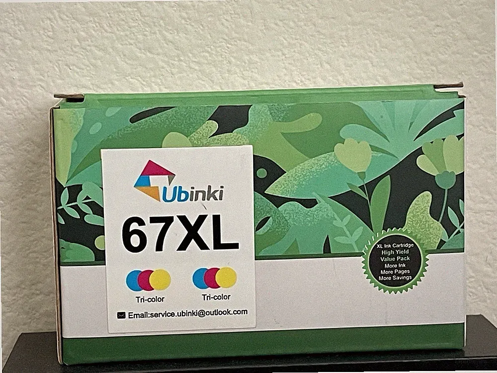 Ubinki 67XL Color Ink Cartridges For HP (Tri-Color) Higher Yield 2 PCS